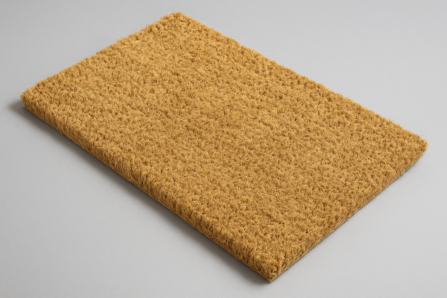 Tapis coco naturel en fibres de coco, présenté en vue perspective sur fond neutre.