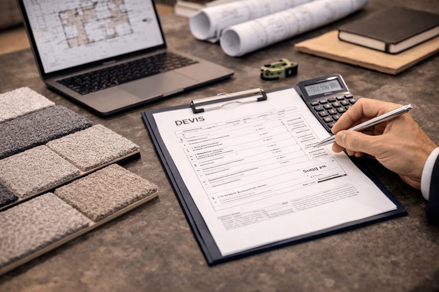 Planning professionnel illustrant la réactivité et la proximité d’un spécialiste des revêtements de sols